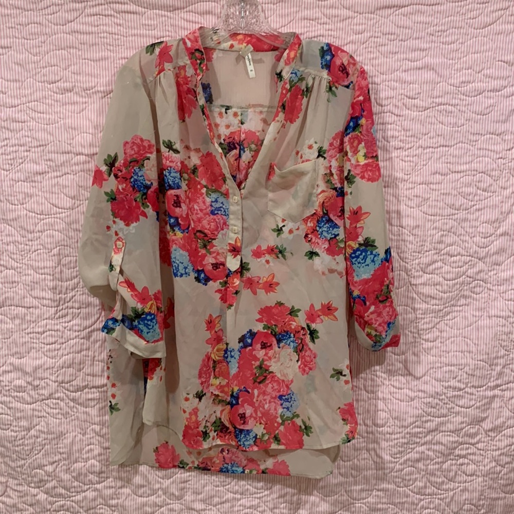 Pink floral tunic